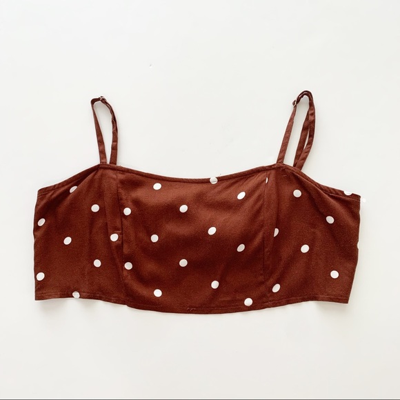 Topshop Maroon Polka Dot Crop Top - Picture 2 of 6